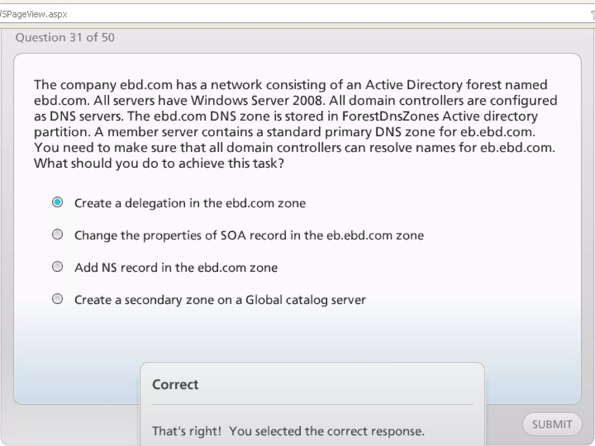 Exam of windows server 2008