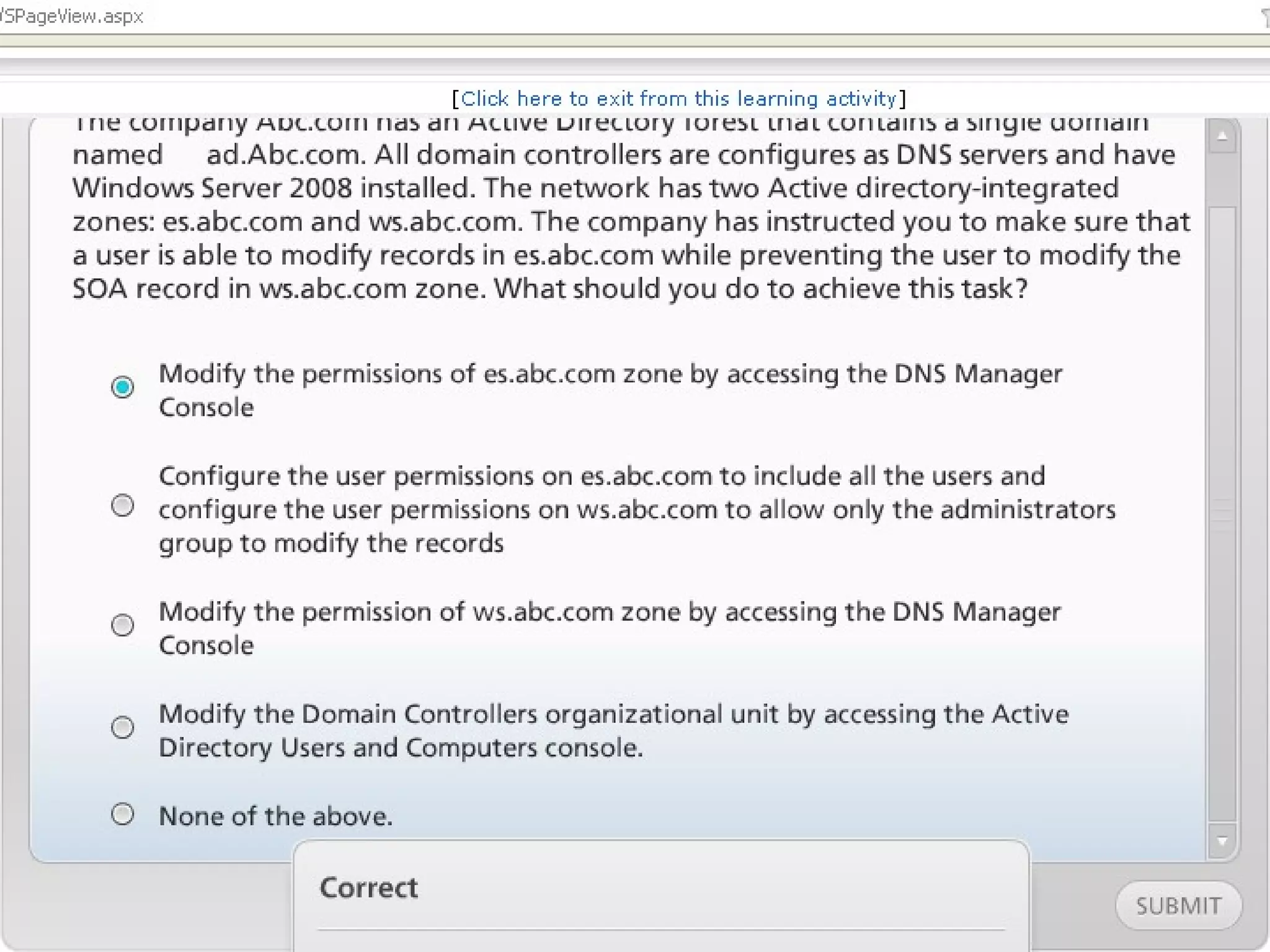 Exam of windows server 2008