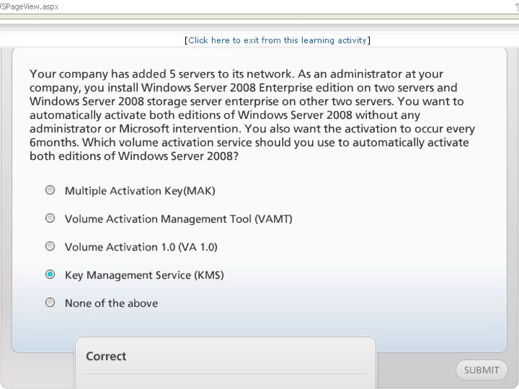 Exam of windows server 2008