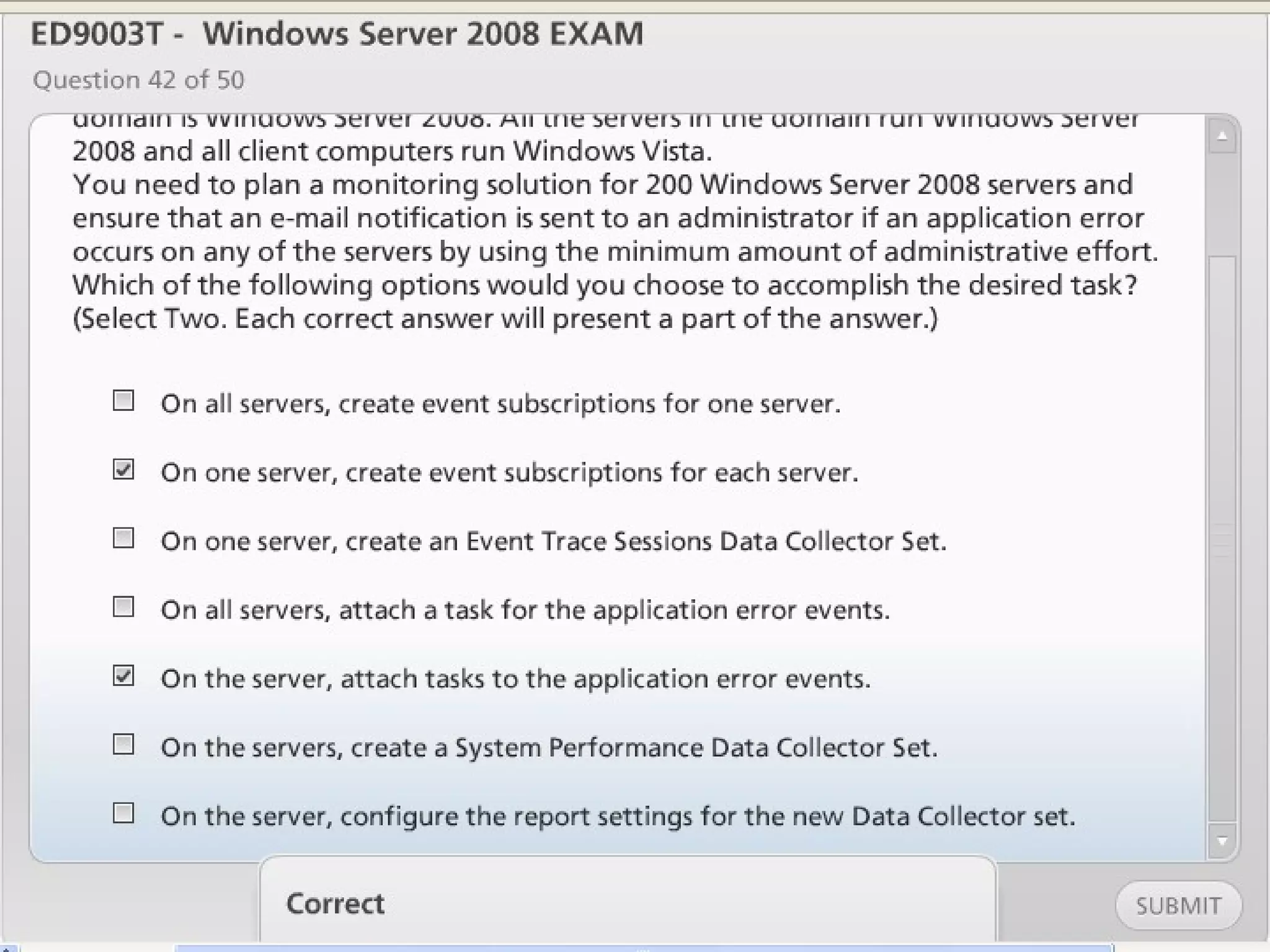 Exam of windows server 2008