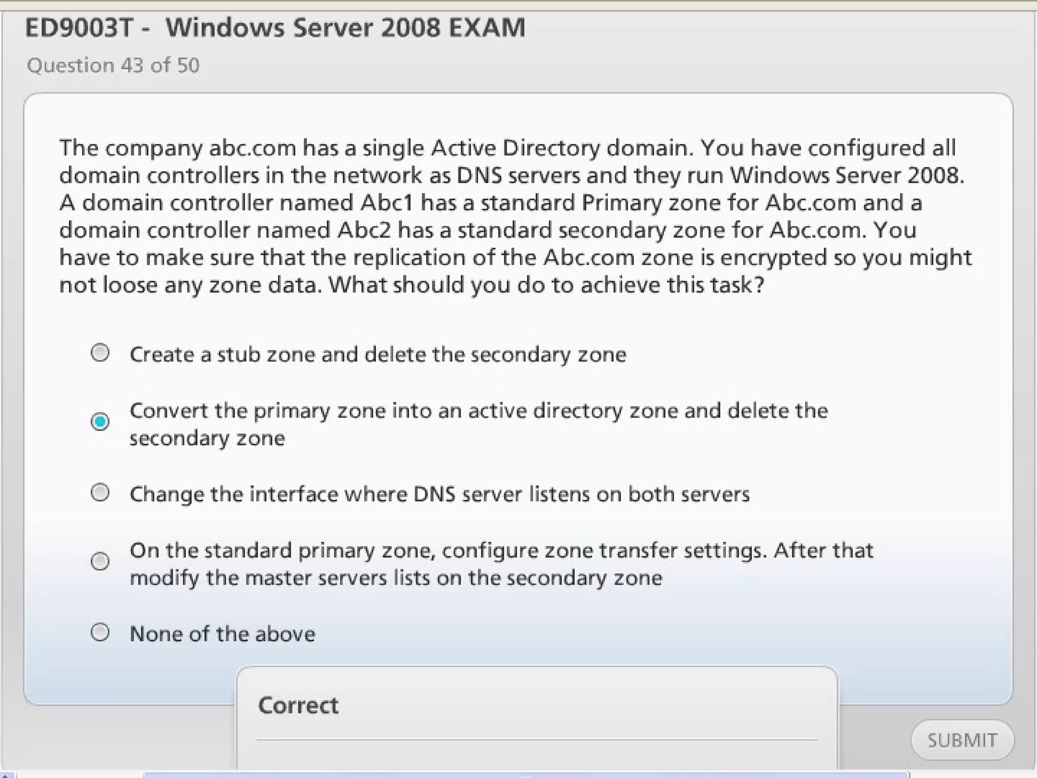 Exam of windows server 2008