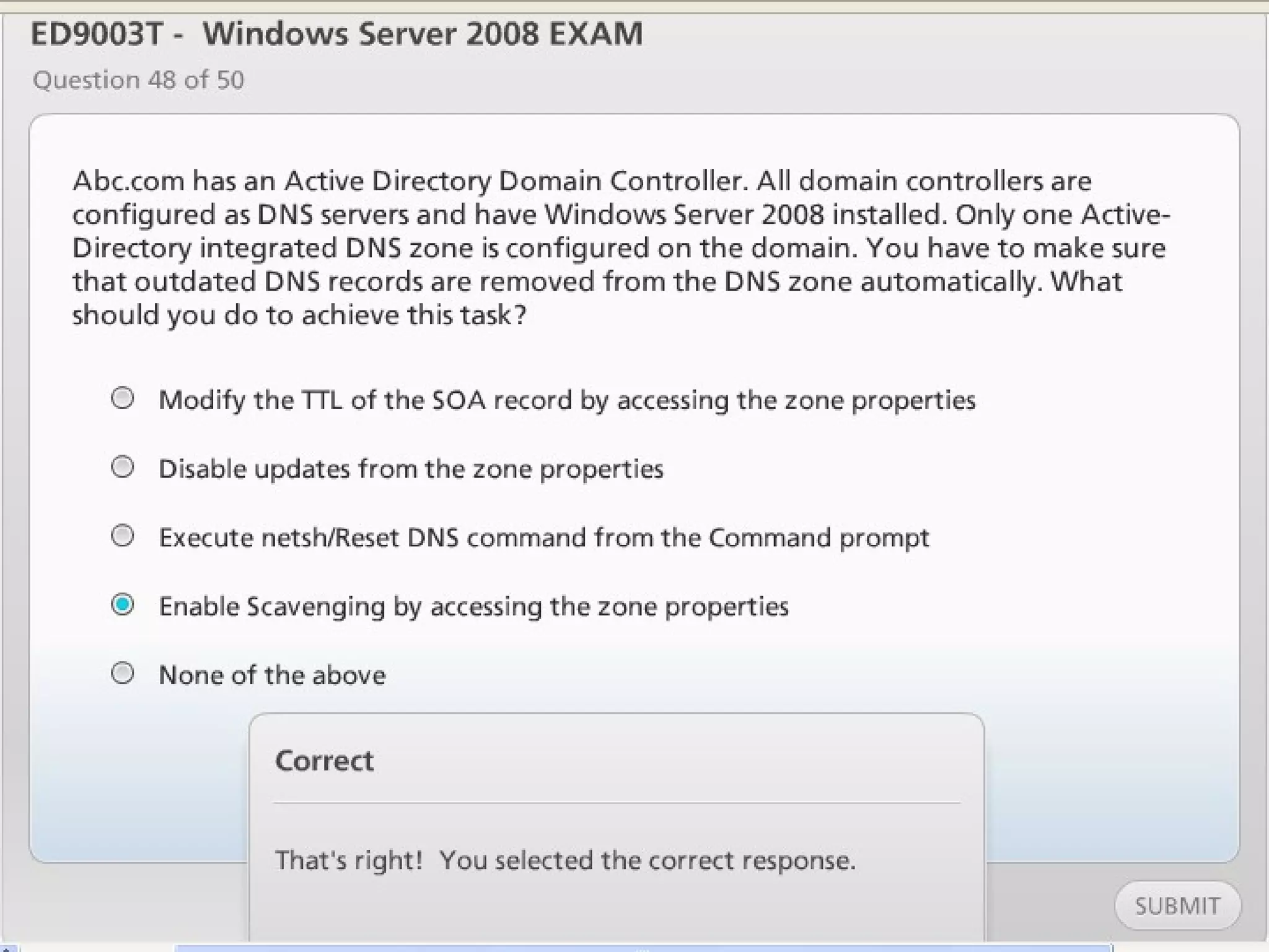 Exam of windows server 2008