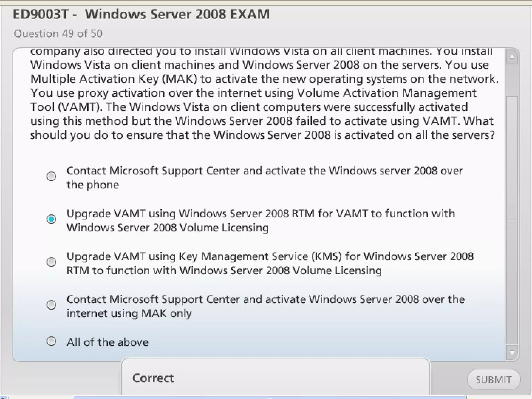 Exam of windows server 2008