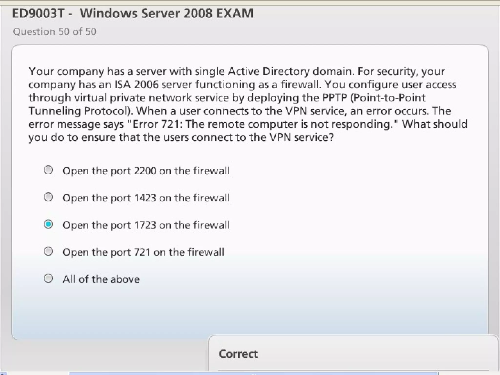 Exam of windows server 2008