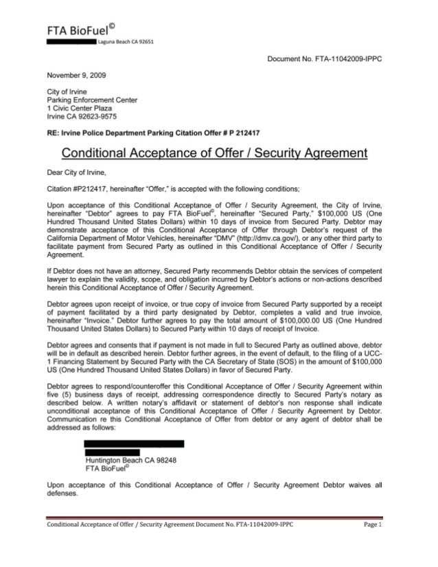 example of acceptance offer acceptance example