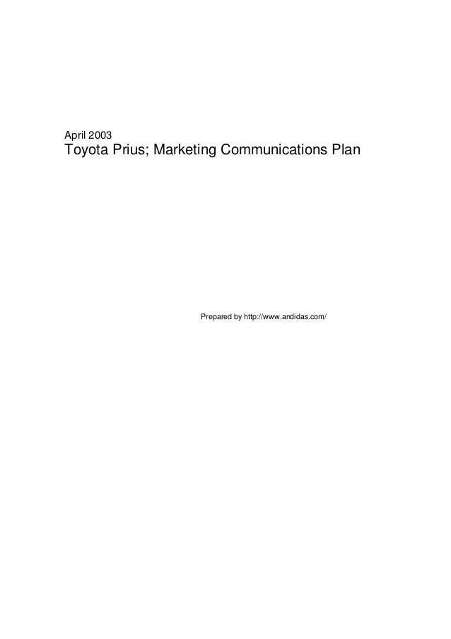 Example Of Marketing Communication Plan