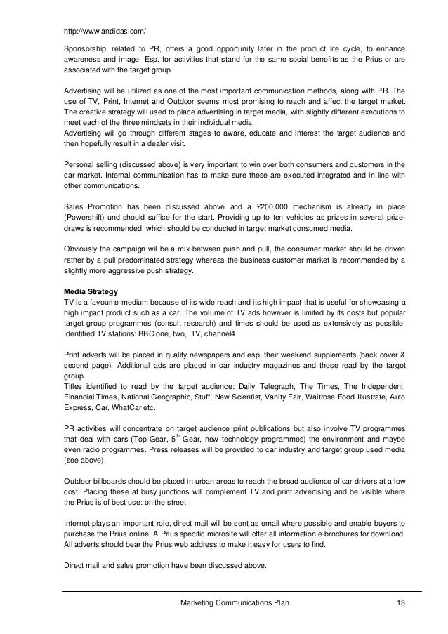 example of marketing communication plan kadil imc plans examples