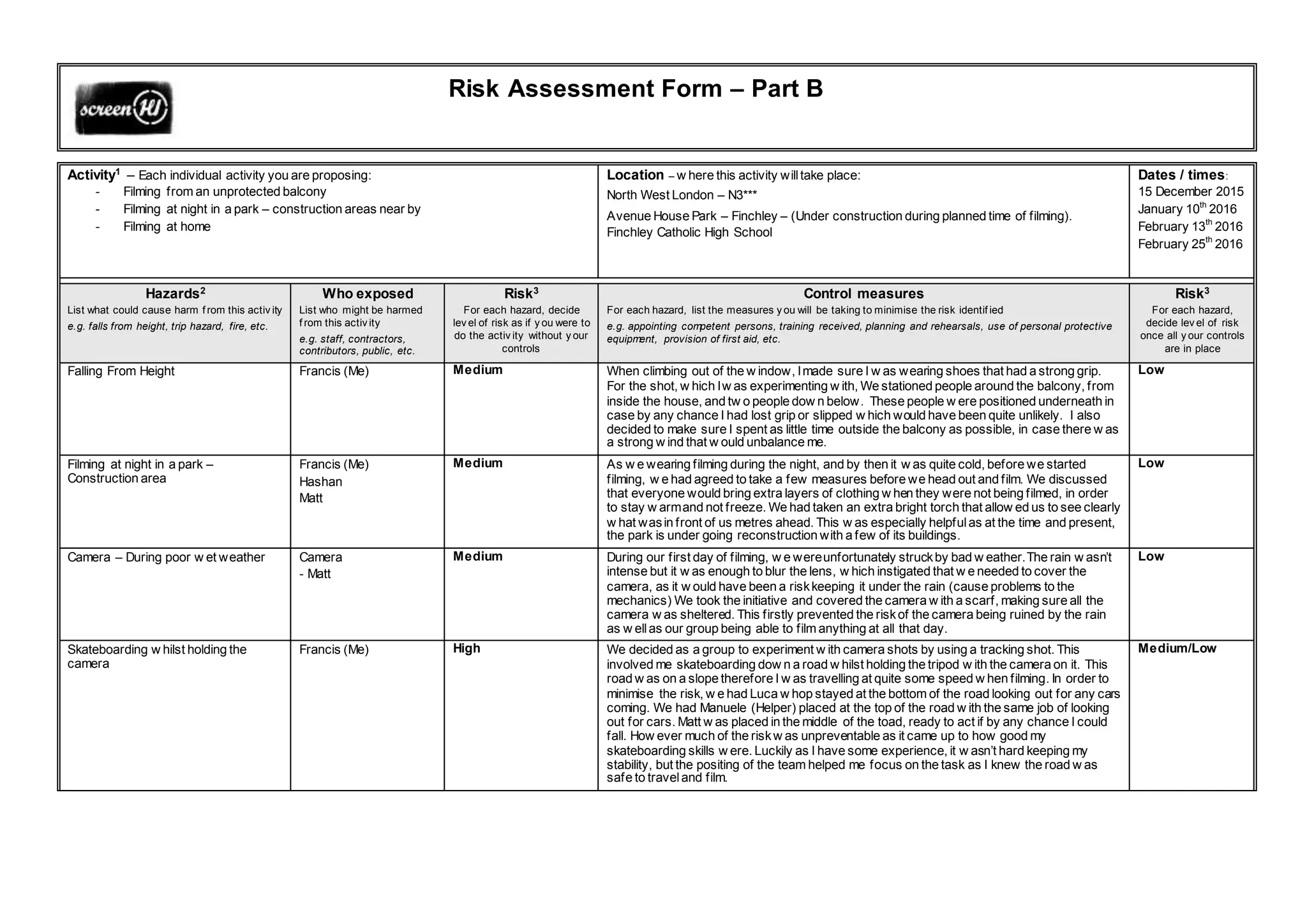 Risk-assessment Hollow Town Media | DOCX
