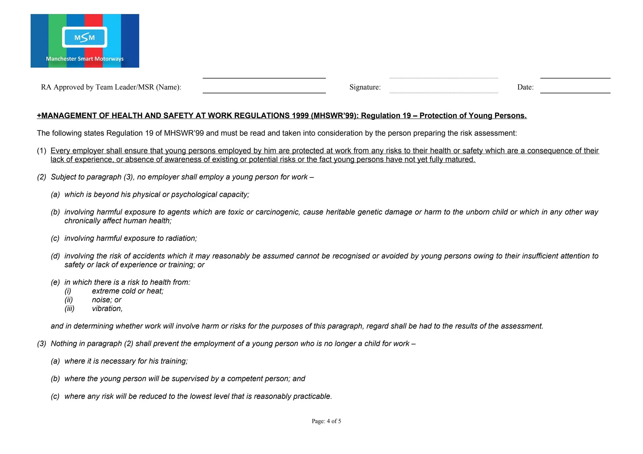Example risk assessment young person doc