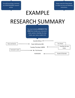 Research Highlights Example Research Article Summary Example