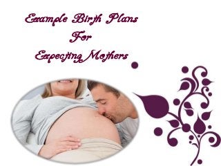 Example Birth Plans
        For
 Expecting Mothers
 