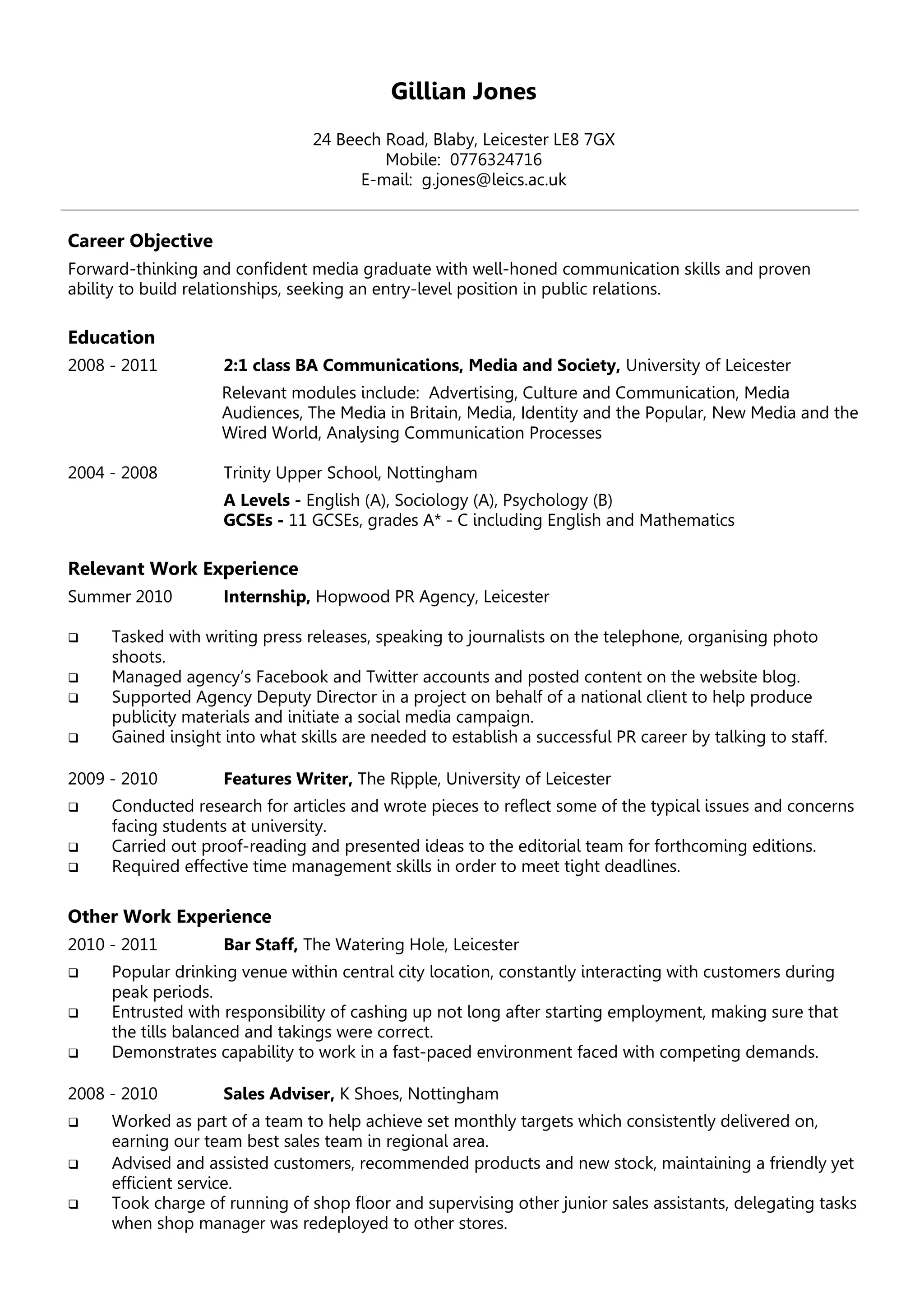 Example chronological CV | PDF