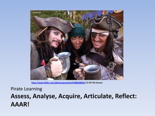 http://www.flickr.com/photos/greyloch/5180620832/ CC-BY-SA licence

Pirate Learning
Assess, Analyse, Acquire, Articulate, Reflect:
AAAR!
 