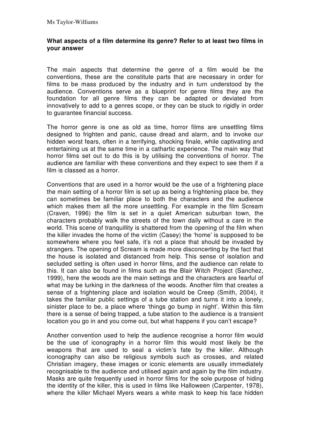 Example Horror Essay