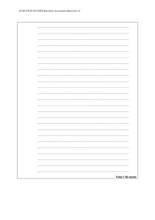 GCSE FILM STUDIES EXAMPLE PAPER | PDF