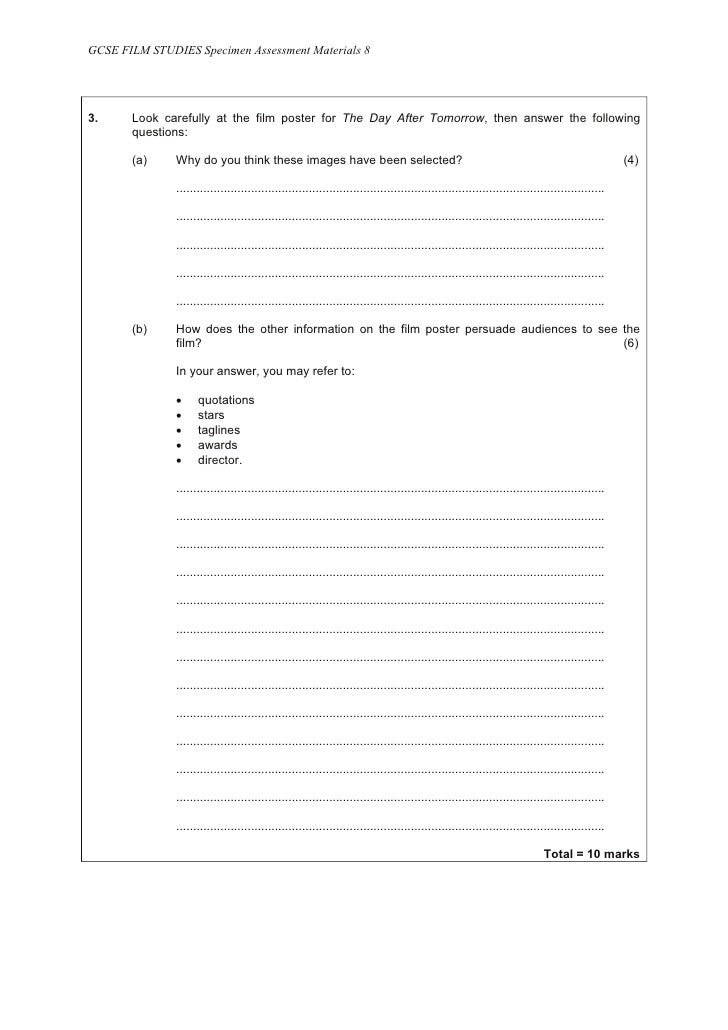 Gcse Film Studies Example Paper Gcse Film Studies Example Paper