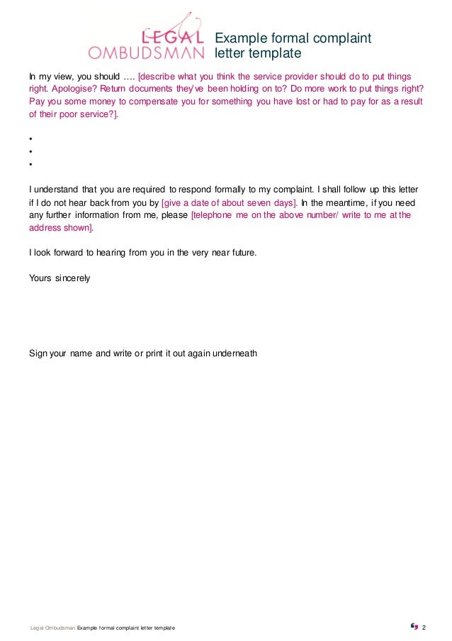 complaint template