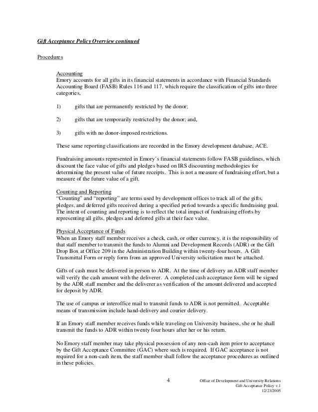 Nonprofit Gift Acceptance Policy Template Nonprofit Gift Acceptance Policy Template