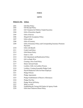 Gift Policy Example Example gift policy manual | PDF
