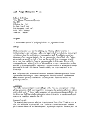 Gift Policy Example Example gift policy manual | PDF
