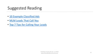 Example MLM Classified Ads: Simple Way to Get More MLM Leads | PPTX