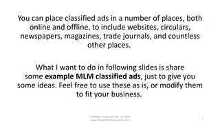 Example MLM Classified Ads: Simple Way to Get More MLM Leads | PPTX