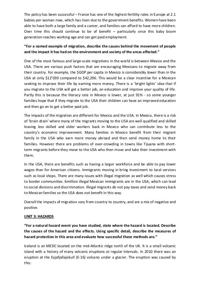 Example model answers for OCR B Geography GCSE