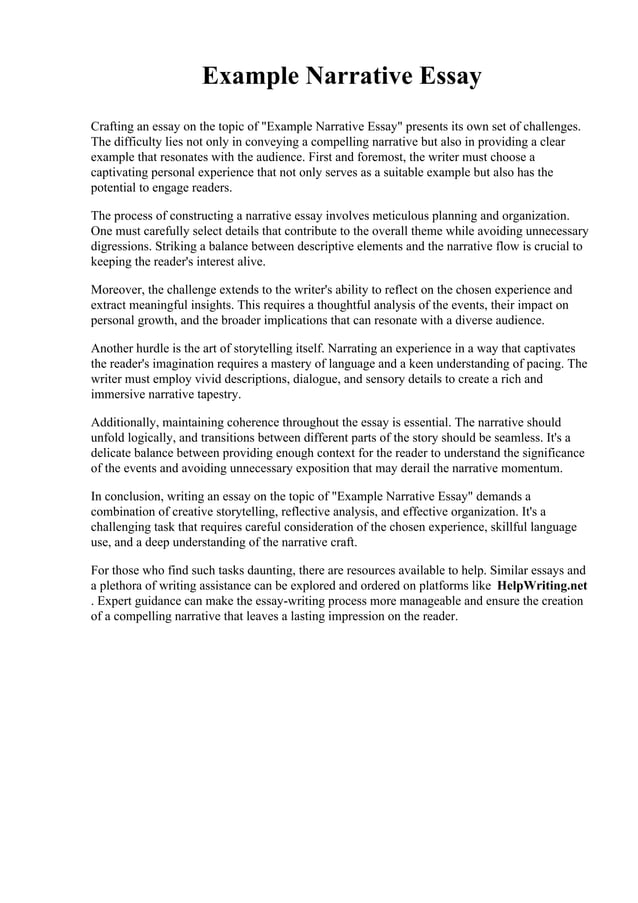 Example Narrative Essay. Northwestern State University of Louisiana PDF