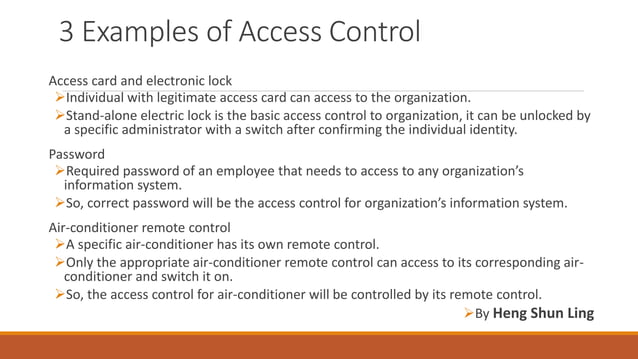 Example of access control