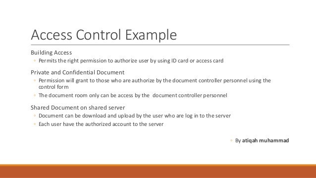 Example of access control