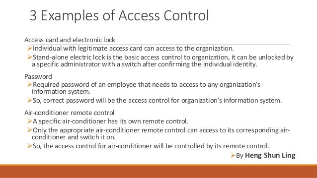 Example of access control