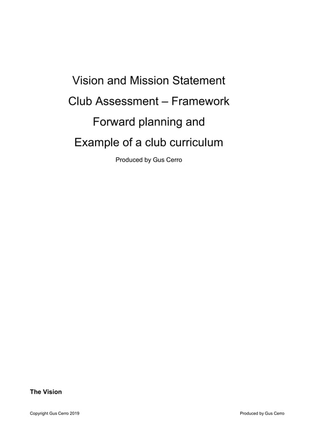 Example of a club mission statement; curriculum PDF