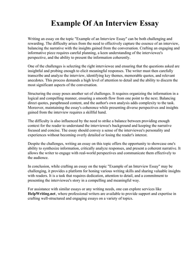 Example Of An Interview Essay.pdf | Screenwriting | Content Production