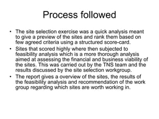 Site selection for the MilkIT project: Example from the EADD project