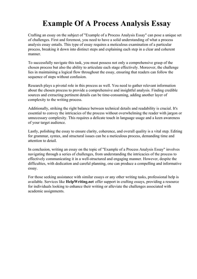 Example Of A Process Analysis Essay. FREE 10 Sample Analysis Essay