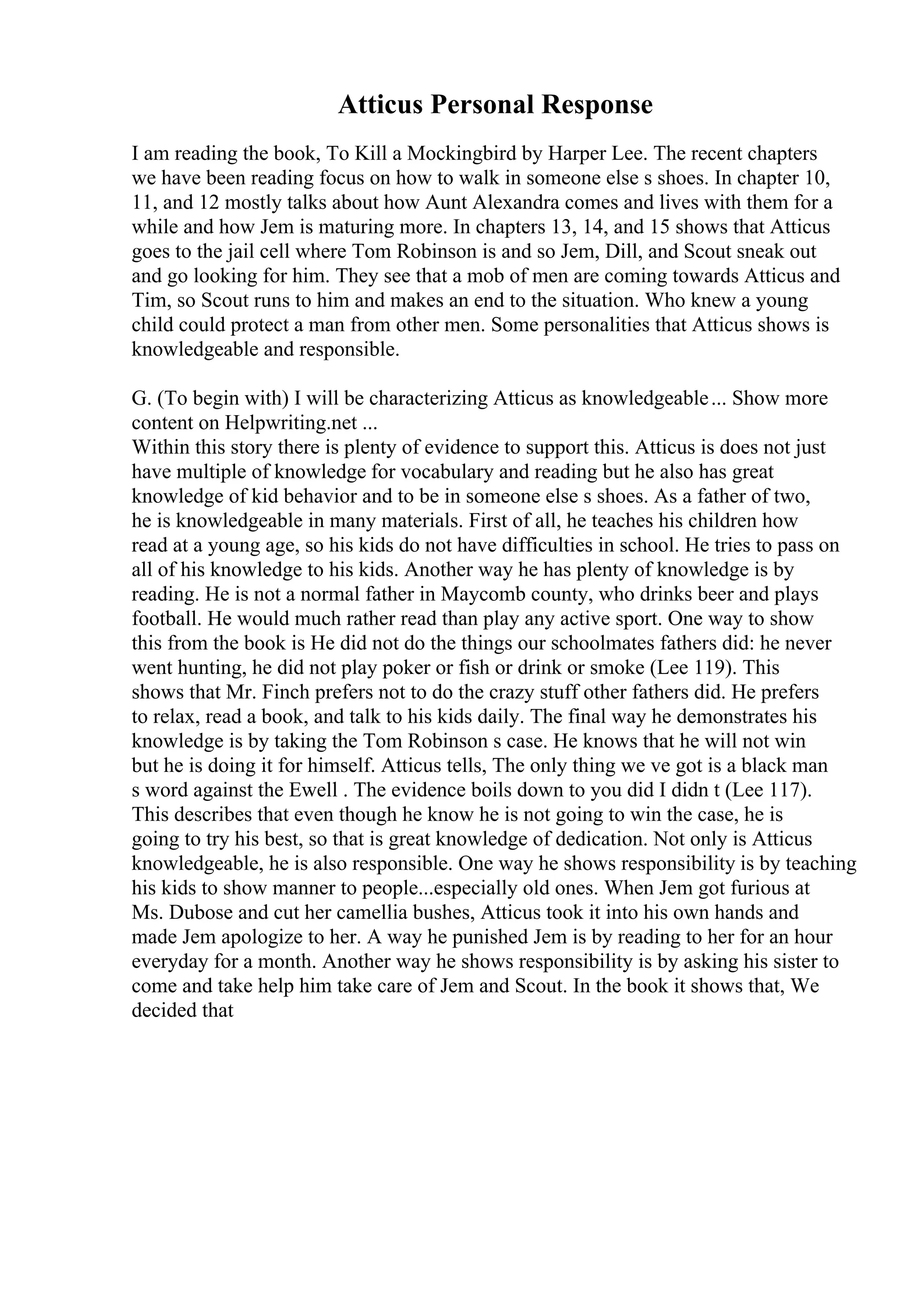 Example Of A Profile Essay | PDF