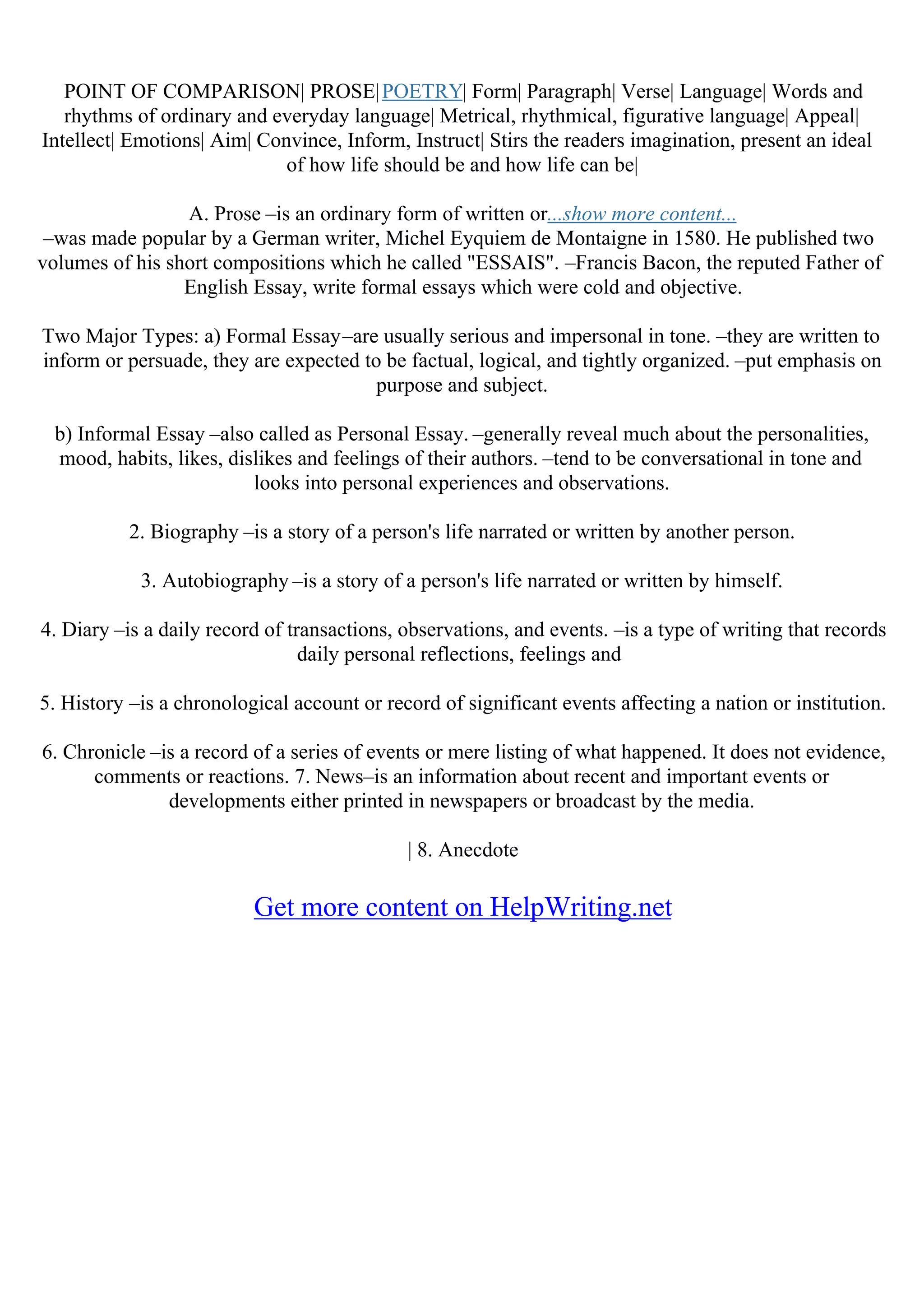 Example Of Classification And Division Essay | PDF