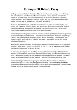 Example Of Debate Essay. How to write a Debate Essay of the highest ...