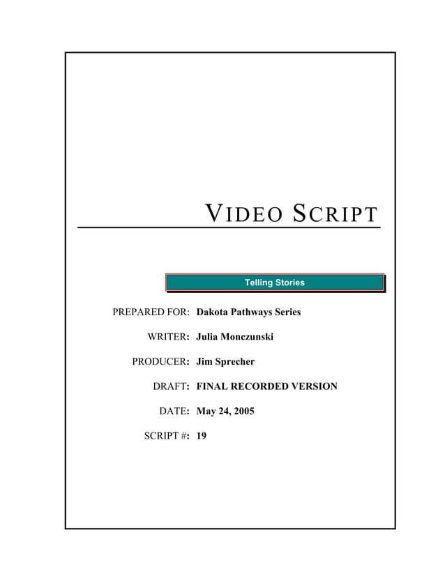 Example of Dual-Column Video Script (Dakota Pathways) | PDF