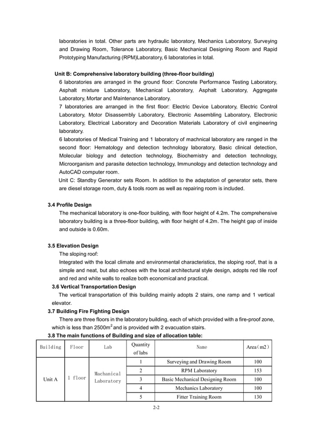 Example of engineering specification for an engineering laboratory ...