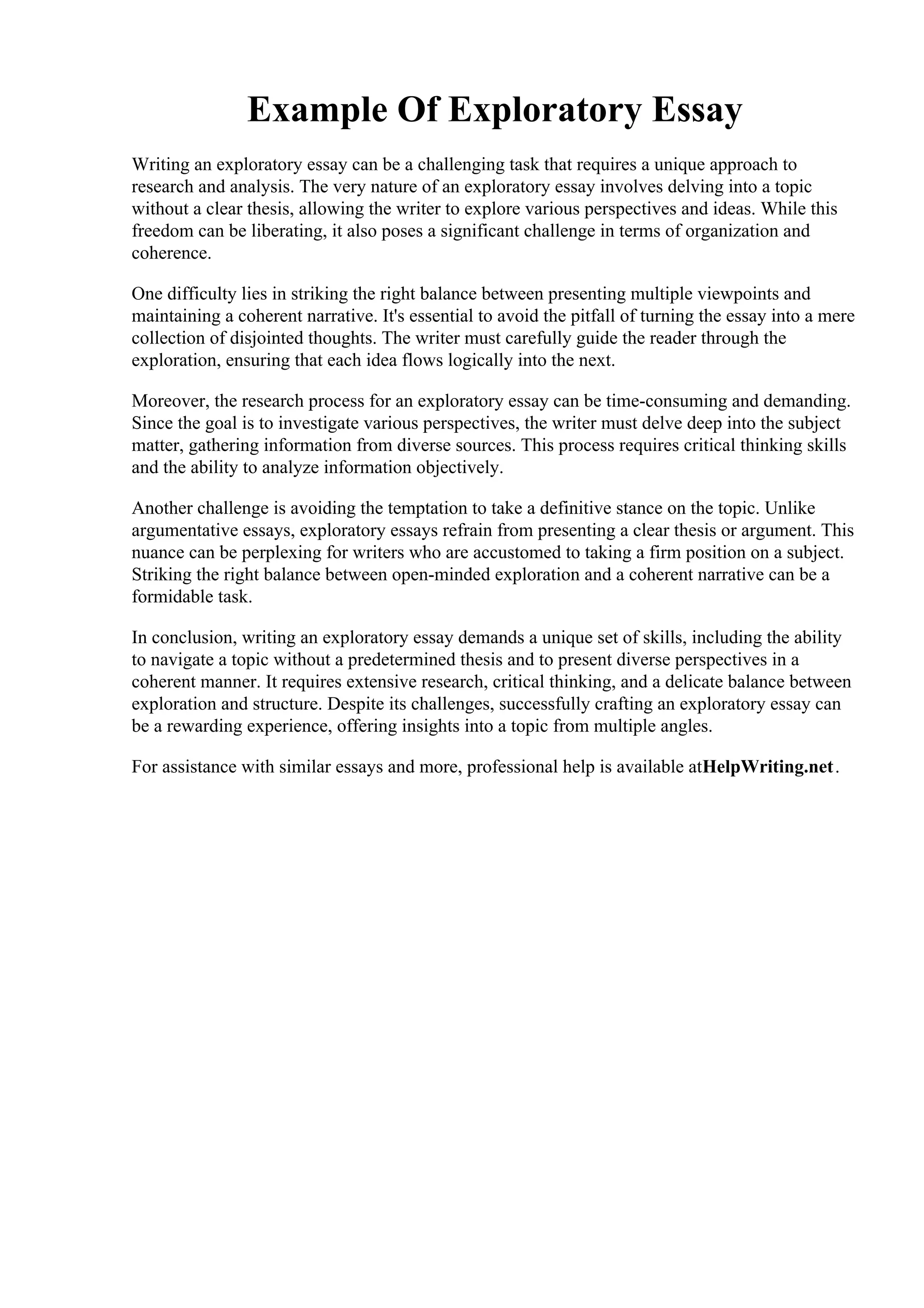 Example Of Exploratory Essay.pdf | Homework and Study | Education
