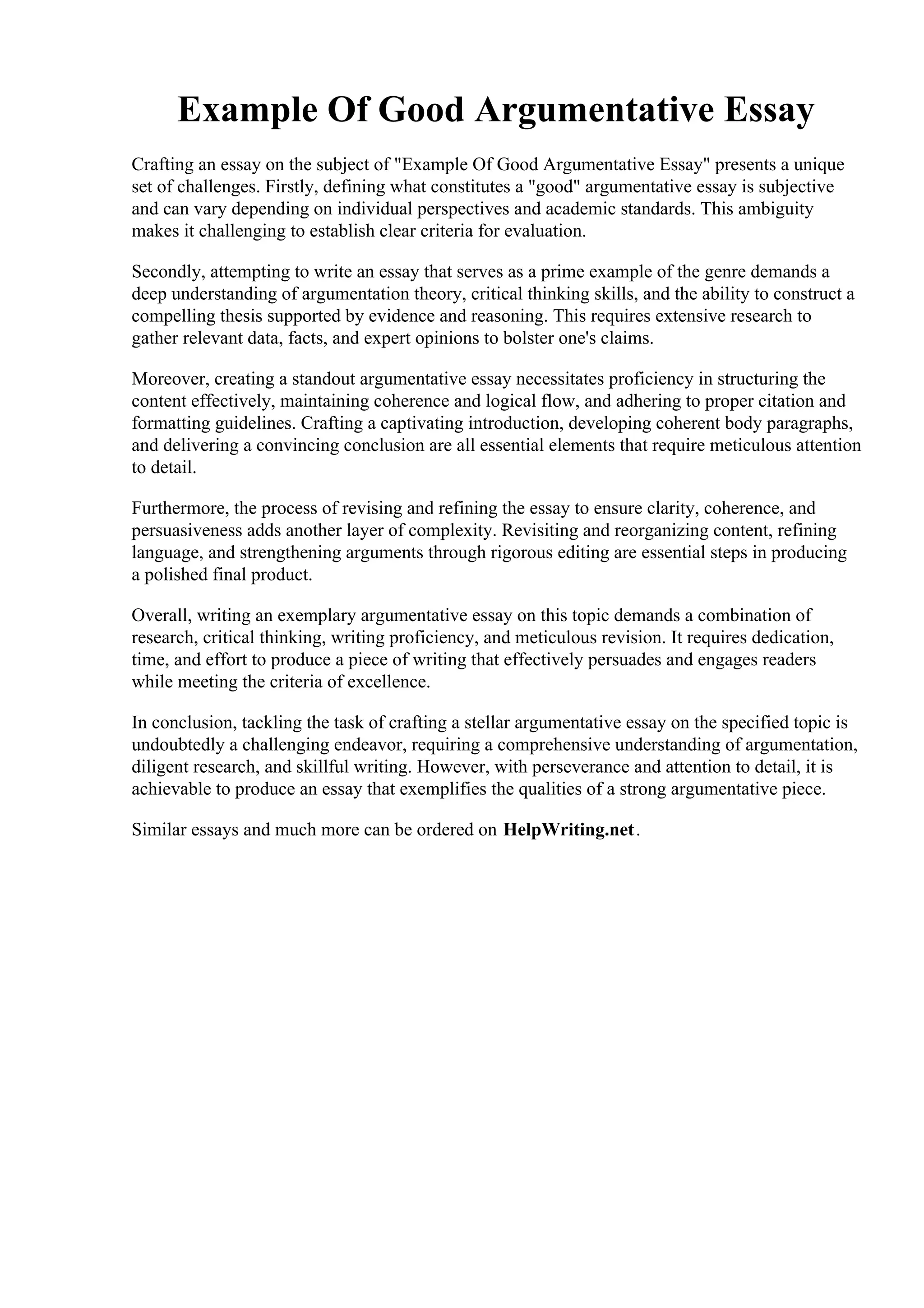Example Of Good Argumentative Essay. 017 Argumentative Essay Examples ...