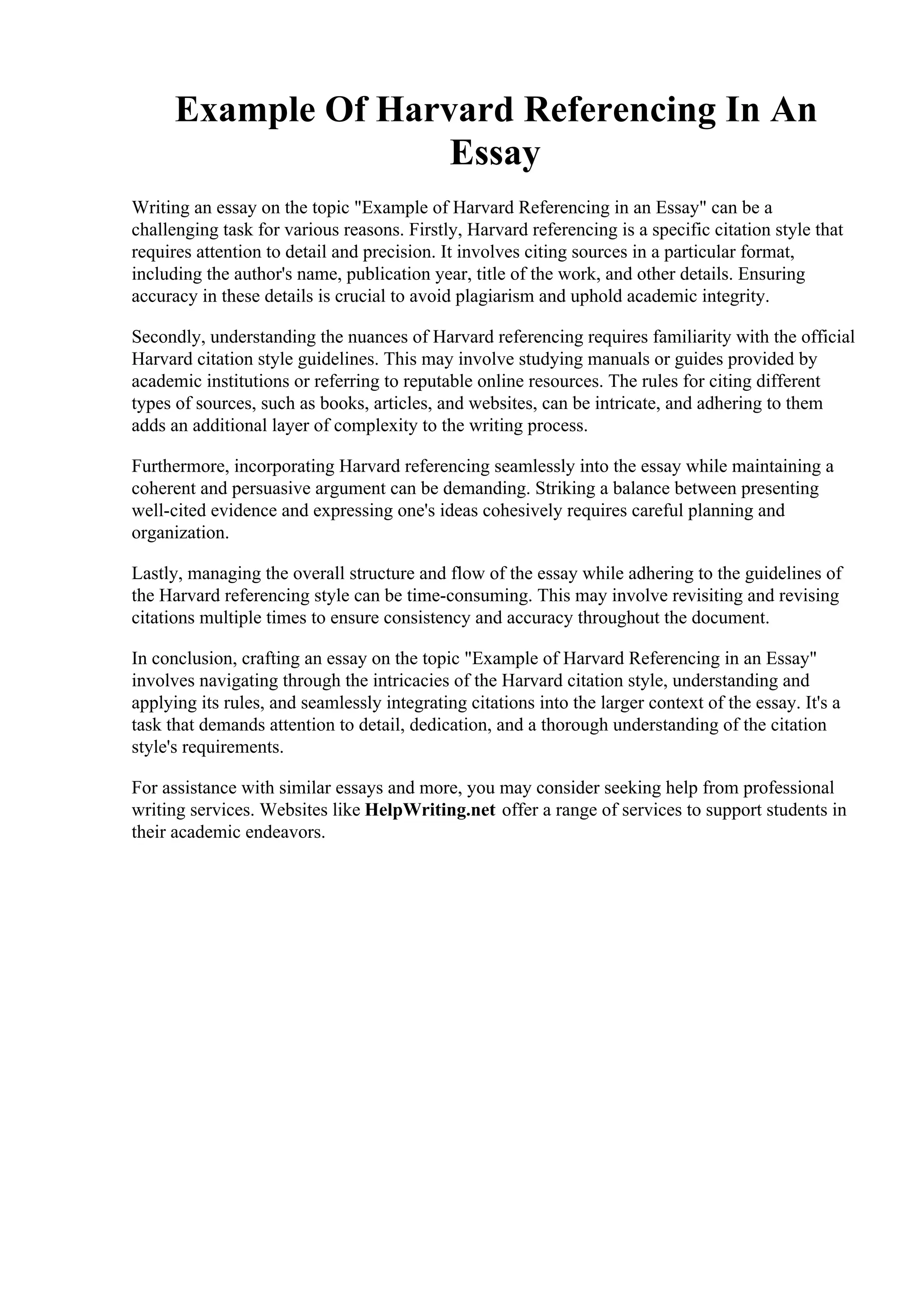 Example Of Harvard Referencing In An Essay | PDF