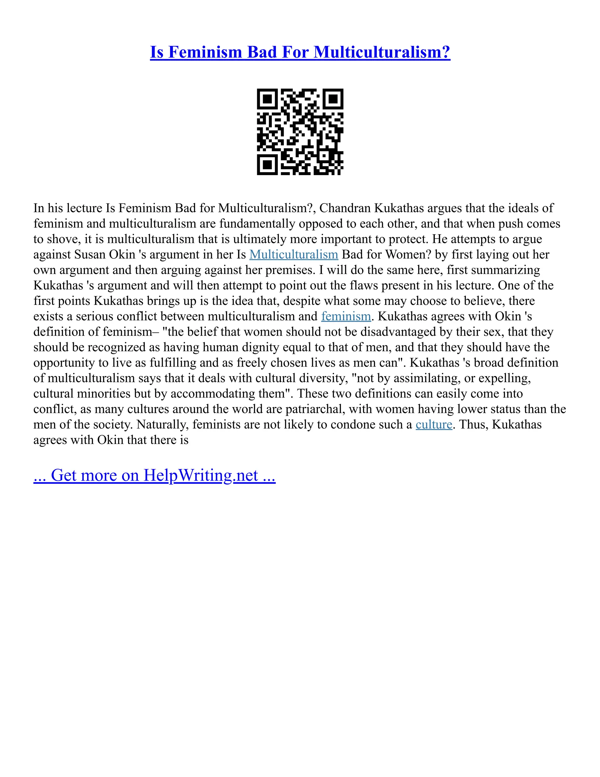 Example Of Multiculturalism In Canada | PDF