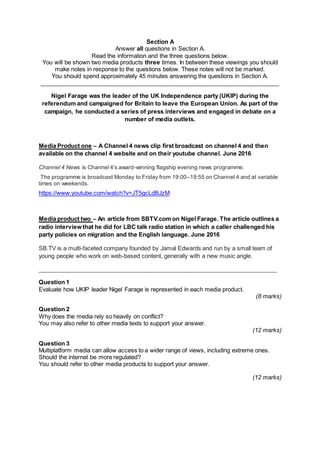 Section A
Answer all questions in Section A.
Read the information and the three questions below.
You will be shown two med...