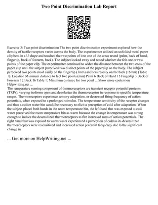 Two Point Discrimination Instructions.pdf Example Position Paper Mun Position Paper For World | PDF