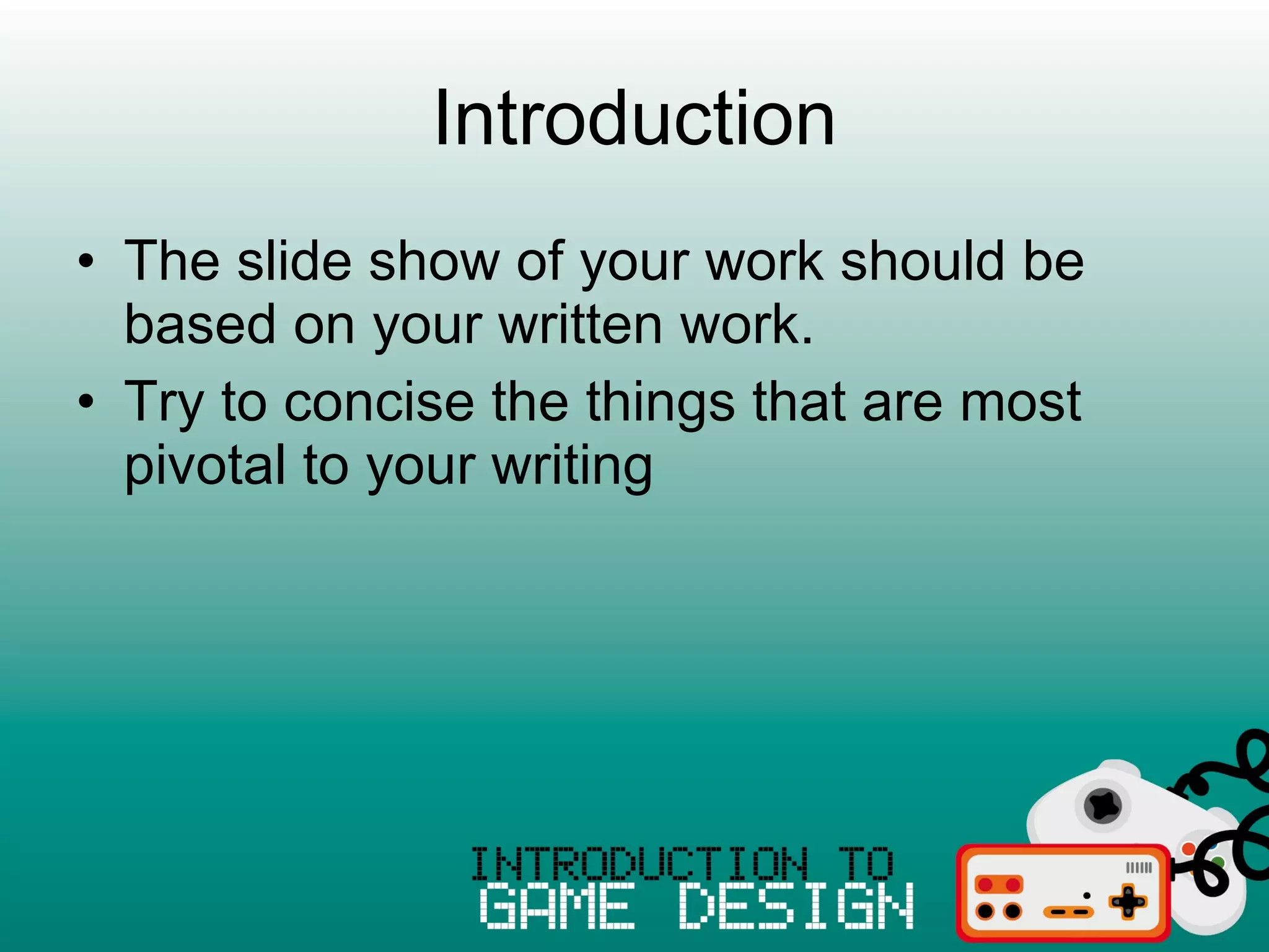 Example presentation intro2gd ppt