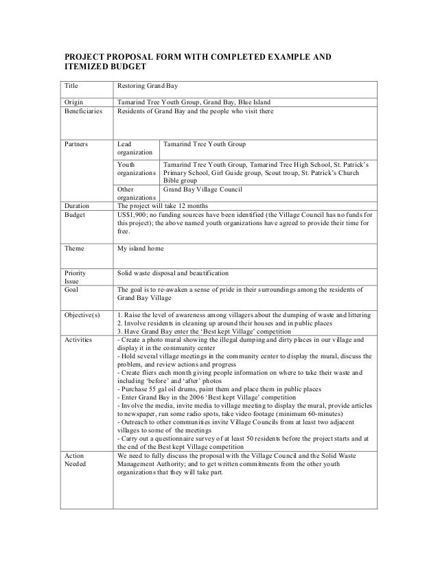 example proposal budget budgeting proposal sample