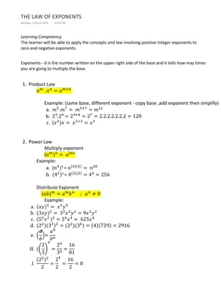 Laws of exponent