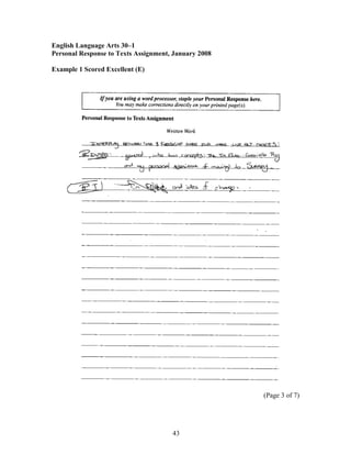 Prt Writing Examples Examples Student Writing January 2008 | PDF